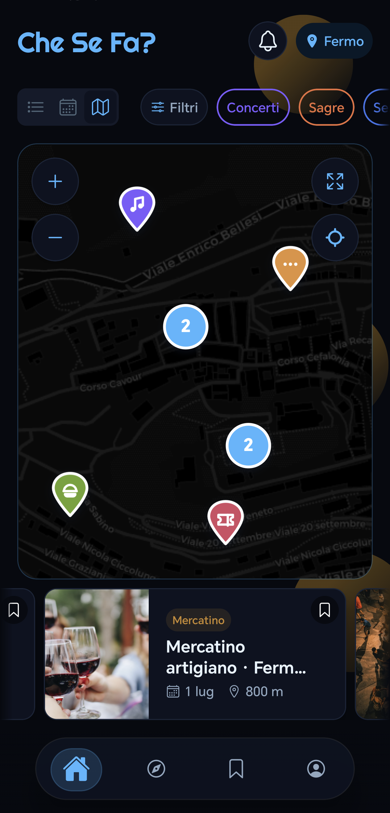 Mappa: gli eventi intorno a te con i pin per categoria